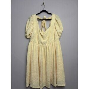 Arula Womens Dress Plus Size B (18-20) Yellow Babydoll Short Sleeve Textured